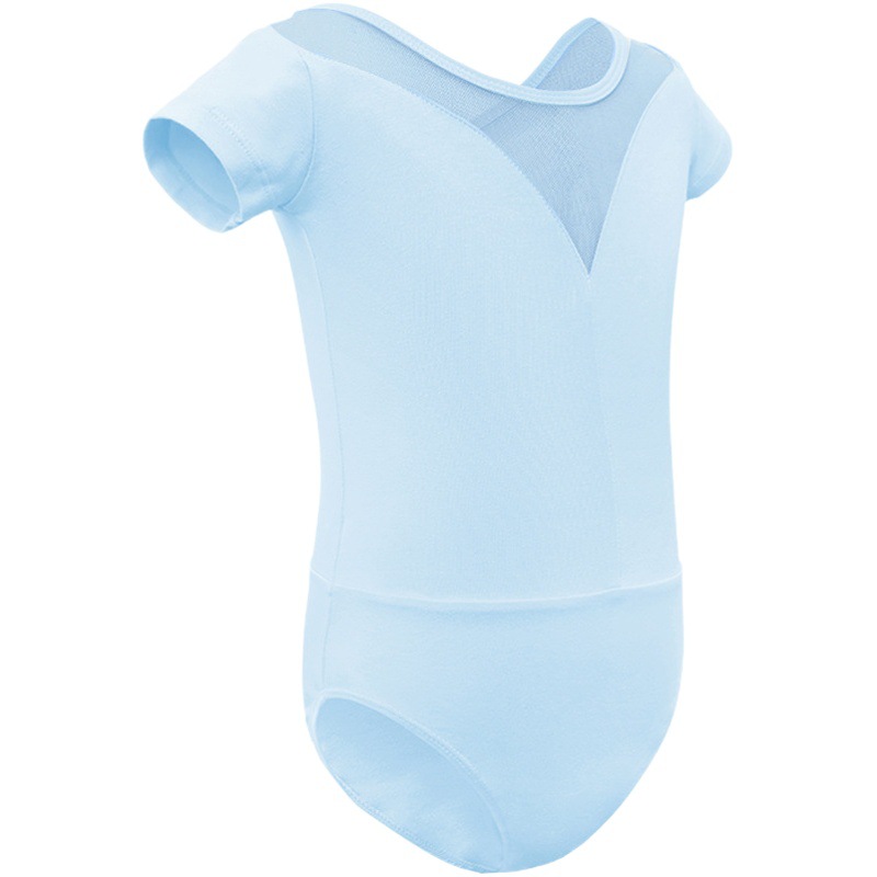 Ropa de baile para niños de manga corta para niñas frente V espalda redondo patchwork mono falda de Ballet para niñas Ropa de clasificación de baile chino