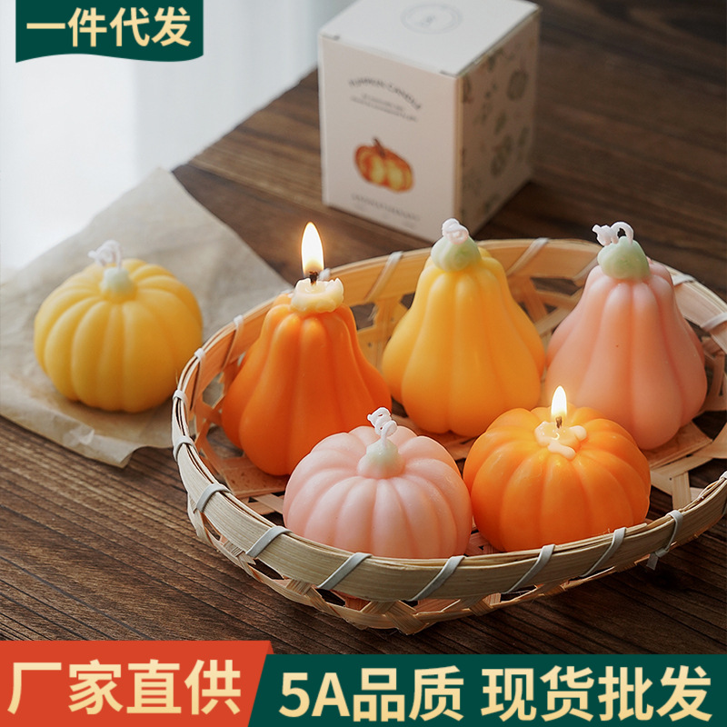 Velas de Halloween calabazas de estilo de atmósfera de fragancia pareja de mano regalo de vela de simulación hecha a mano de alta sensación de cera de bananas
