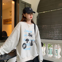 ��ͨȤζӡ����������Ů�ﶬ��������޼Ӻ�Բ�����oversize����