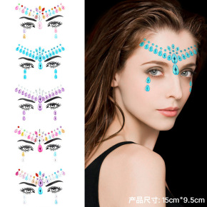 Bridal prom makeup music party jazz dance cosplay face stickers for women girls masquerade eyebrow diamond tattoo facial stickers show eye makeup bling stickers