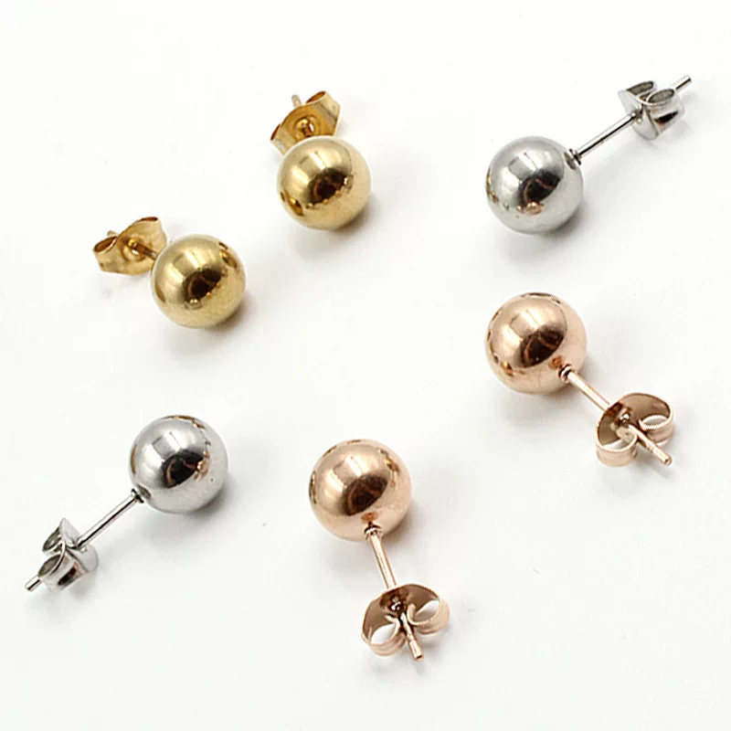 Beads stainless steel, universal earrings, piercing, wholesale, simple and elegant design
