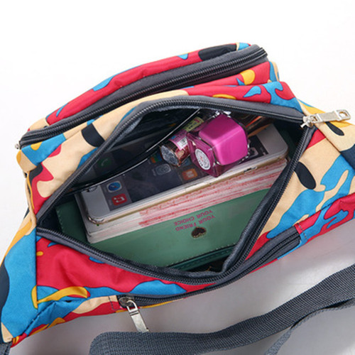 New camouflage waist bag large capacity Oxford men's and women's crossbody bag outdoor sports mobile phone bag business cashier bag