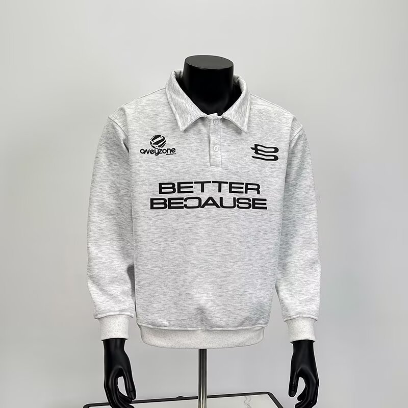 衬衫领卫衣男生春秋季新款初中学生大童青少年长袖t恤灰色男装