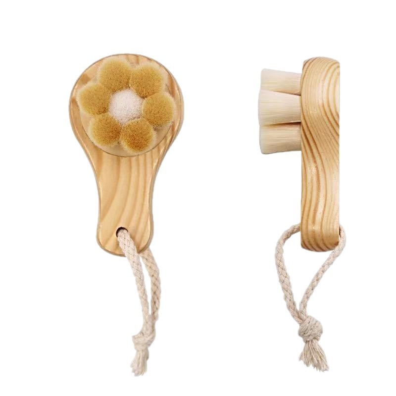 梅の花洗顔ブラシ 和風柔らか毛洗顔ブラシ 梅の花型洗顔ブラシ 木製ハンドル 手動洗顔ブラシ クリーニングブラシ|undefined