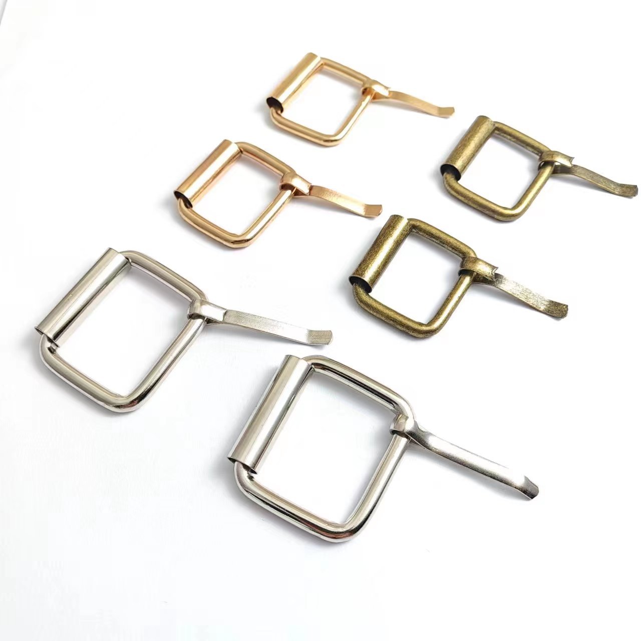 现货供应箱包五金DIY配件滚镀连接铁线通管子扣滚筒针扣皮带扣