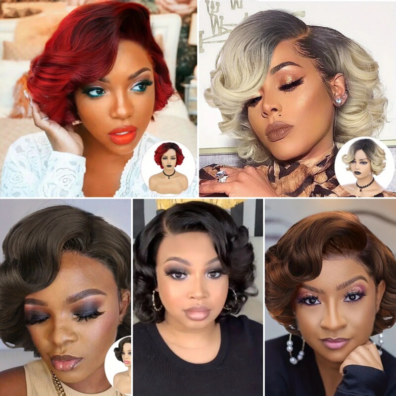 European and American Rose Net Wig, Multi-Color Optional Partial Short Curly Hair, High Temperature Silk Fluffy Chemical Fiber Short Curly Hair Headgear