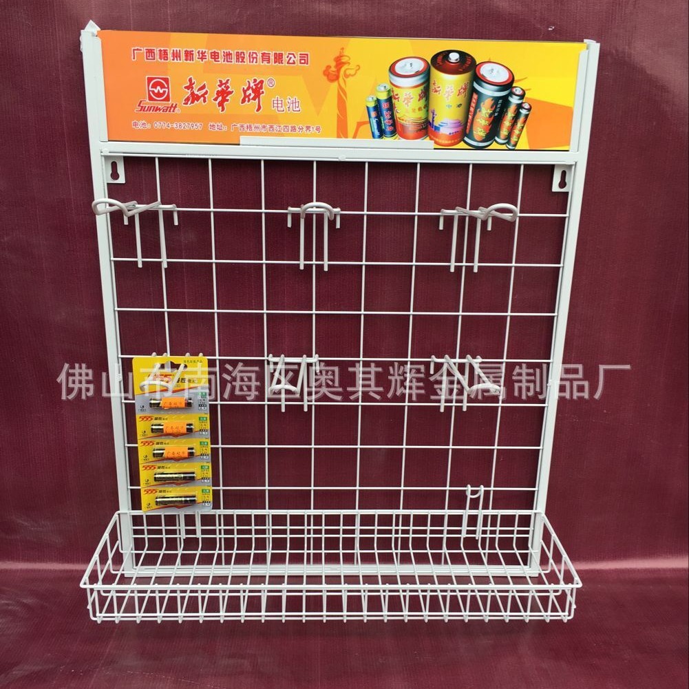 供应金属铁挂架 铁钩铁篮框货架展示架 挂墙式电池展示架 精品架