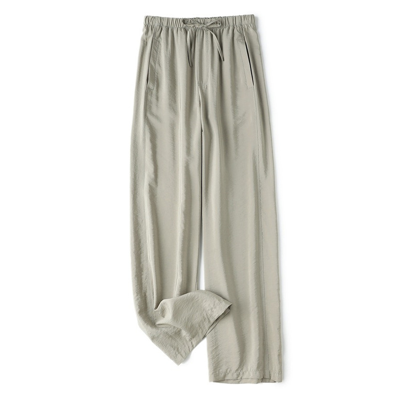 [Ultra-Thin Paper Pants] Nude Silk Modal Straight Pants for Women Summer Soft Casual Pants Comfortable Elastic Waist Pants