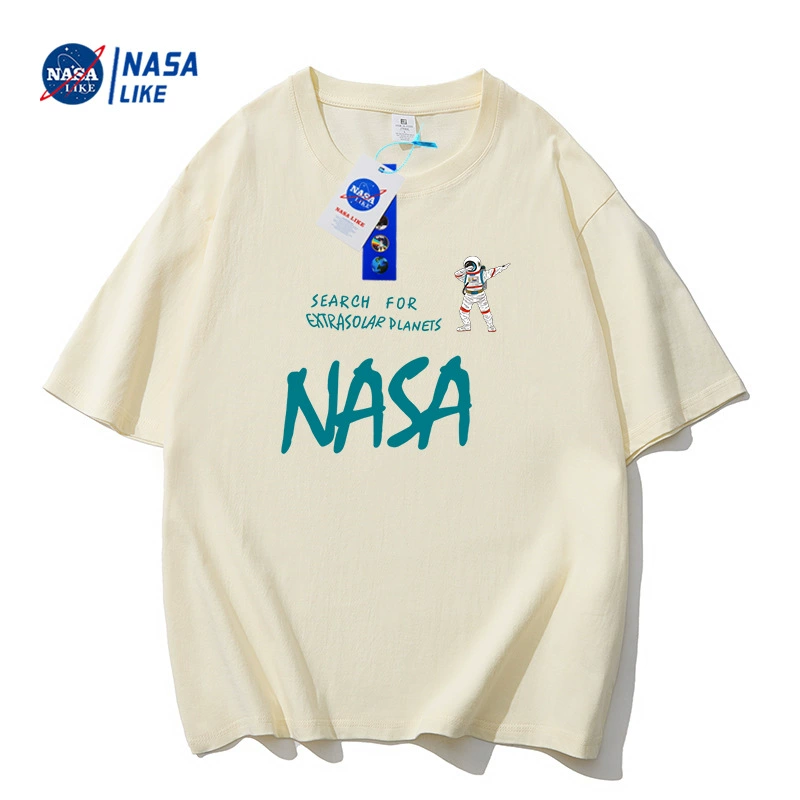 Футболка с коротким рукавом (NASA) — летный хлопок-шелк смесь, комфортная для тела, размеры M–4XL
