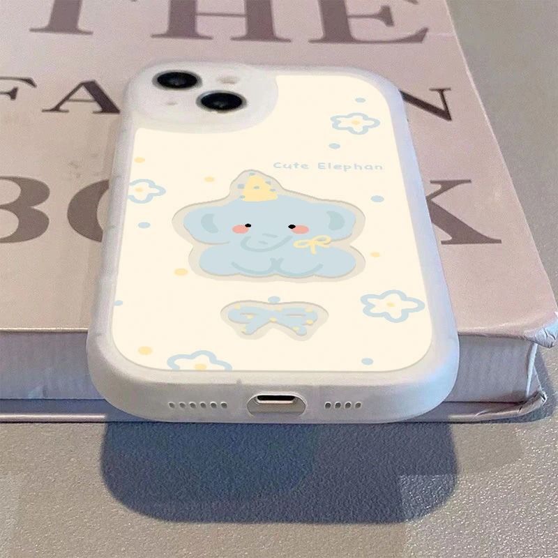 Bow-Tie Little Elephant Suitable for Apple 16Promax Phone Case Iphone15 Cute 14 Full-Cover 13 Soft Case 17