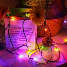 LED绿线圣诞树灯星星小彩灯闪灯串灯圣诞节装饰派对户外防水灯串