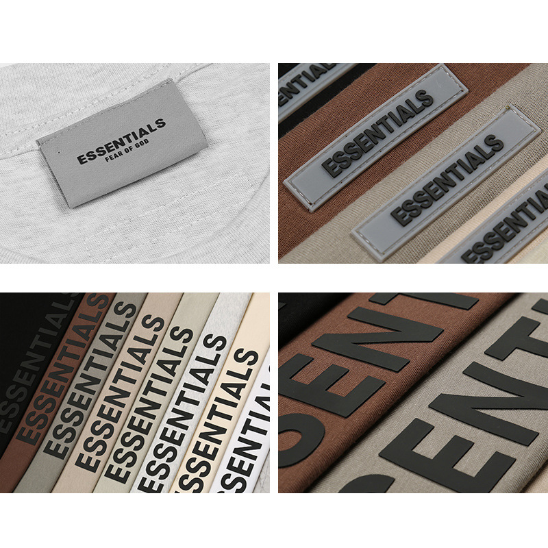 FOG multilínea ESSENTIALS HHH letras de silicona en el pecho suelta High Street verano camisetas de manga corta para hombres y mujeres marca de moda