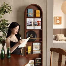 日式实木全身镜子一体杂志架穿衣帽间落地可移动旋转卧室玄关复古