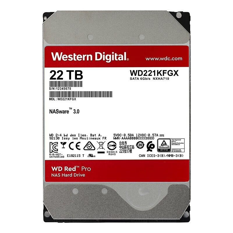 Red Disk Pro 22TB 7200 об/мин 512MB SATA CMR (WD221KFGX) NAS-жёсткий диск