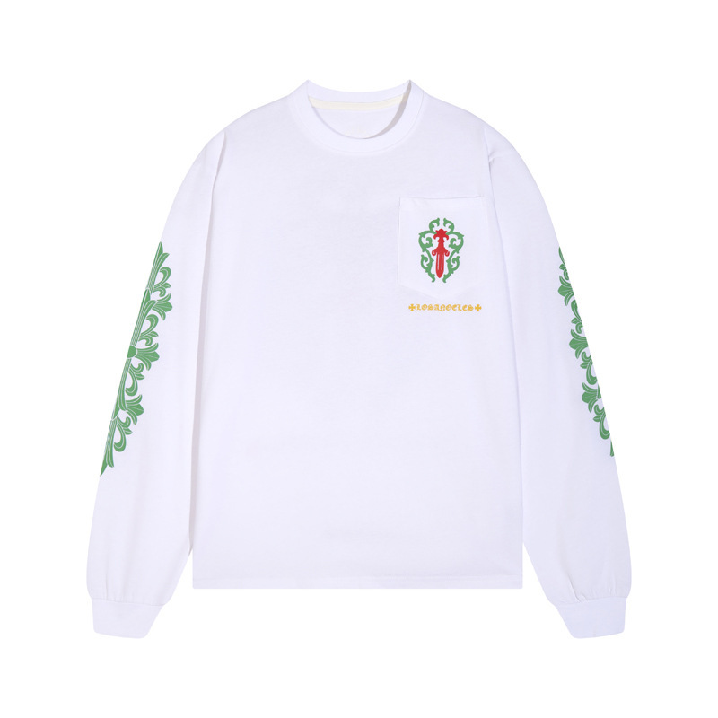 Chrome Hearts T-shirt Green Vine Dagger Pocket Los Angeles White