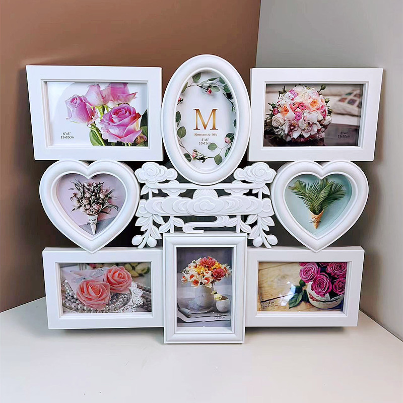 European-style studio heart-shaped Love Family Creative conjoined combination 8-hole Art Photo Frame Wall photo wall wholesale European-style studio heart-shaped Love Family Creative conjoined combination 8-hole Art Photo Frame Wall photo wall wholesale