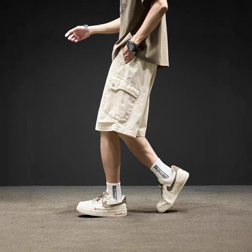 Men's Summer Cargo Shorts Plus Size Trendy Casual Loose Multi-Pocket Shorts for Outdoor Wear