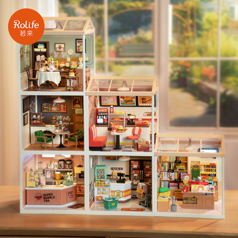 Casa en miniatura 3D para armar, juguete de rompecabezas, modelo de casa para el té de la tarde de Ruolai Super World, regalo de cumpleaños, bloques de construcción.