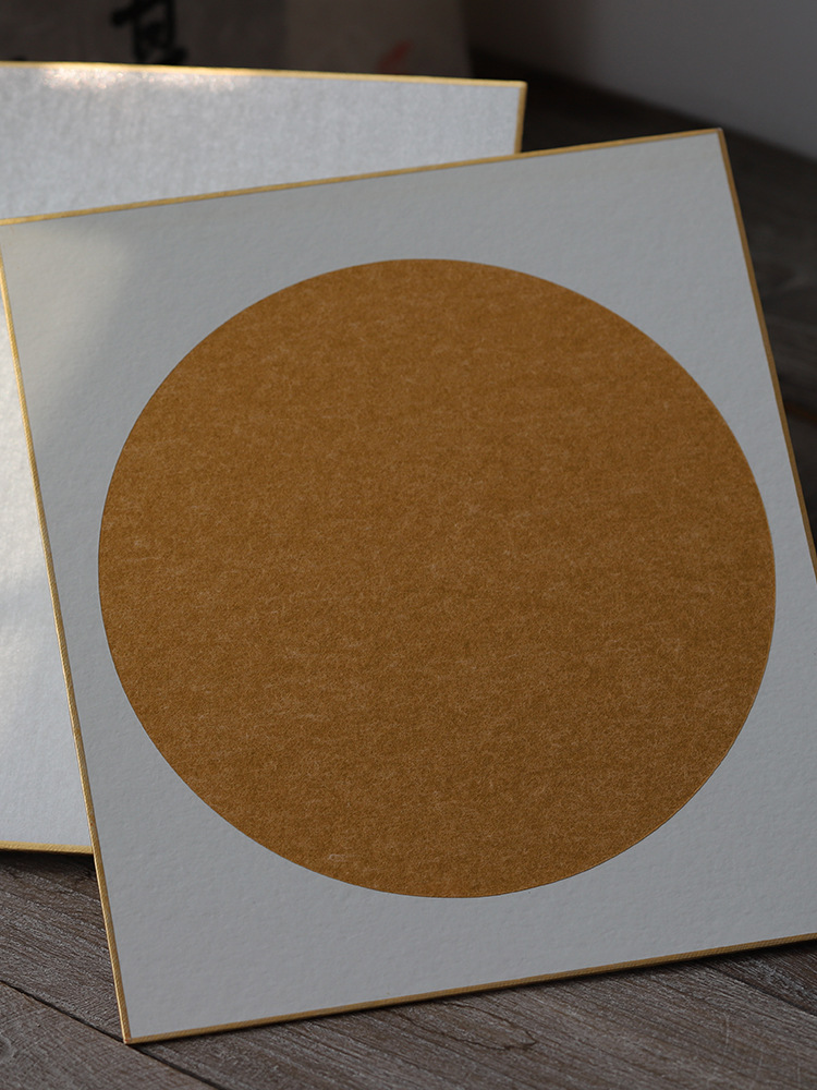 金潜卡镜片空白圆形书画软卡硬卡纸镜片银潜卡片宣纸