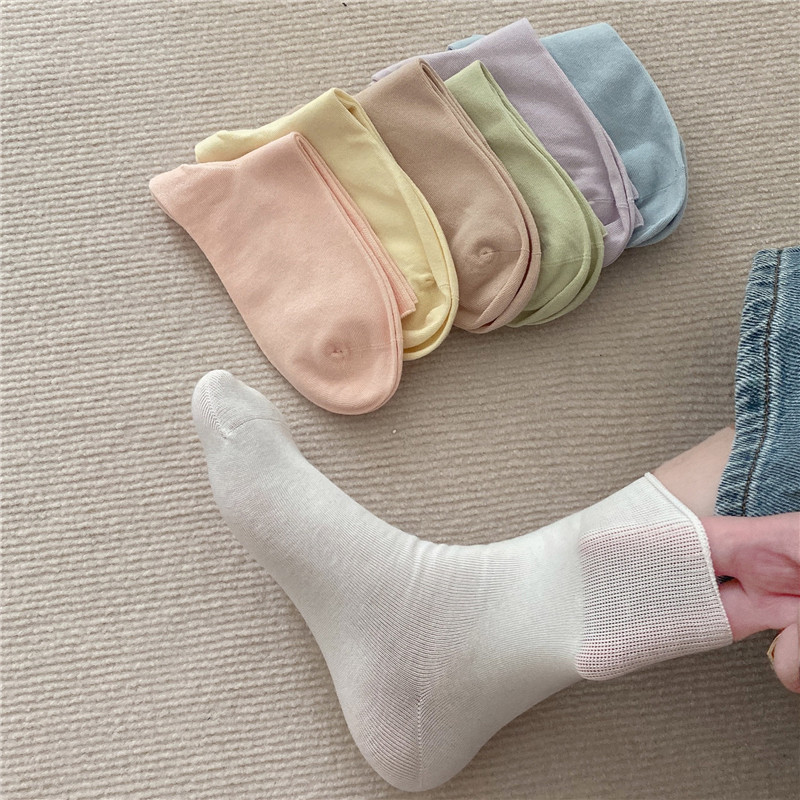 Puff's Little Fairy Socks Women's Little Red Book Same Style Women's Socks Anti-Pilling Long-pile Cotton Mid-tube Women's Socks Loose Mouth Moon Socks