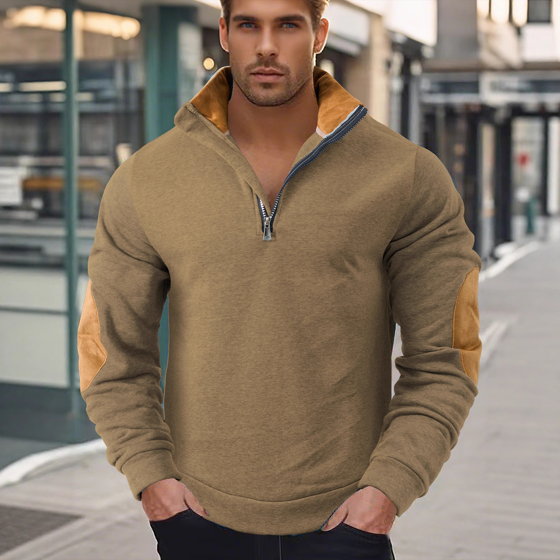 Transfronterizos Amazon TK Hot Sale Otoño Nuevo hombre casual chaqueta con cremallera de cuello Henry chaqueta de estilo americano hombre