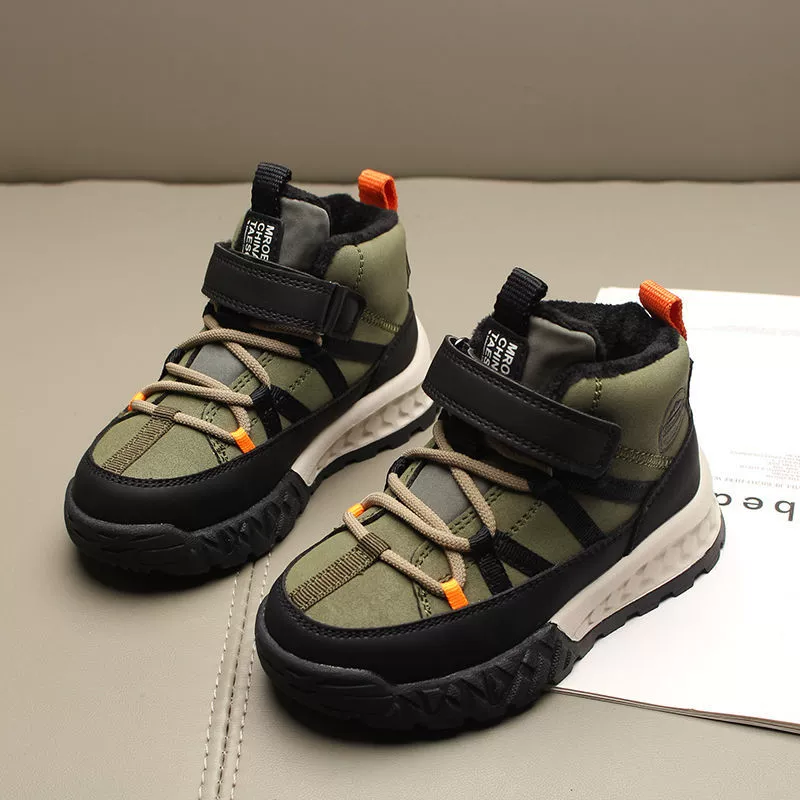 Demi-season sports children's fleece winter high shoes for boys, casual footwear, 2023