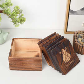 木质茶壶茶杯隔热垫创意中式桌面保护垫杯垫套装烧色六片装砂锅垫