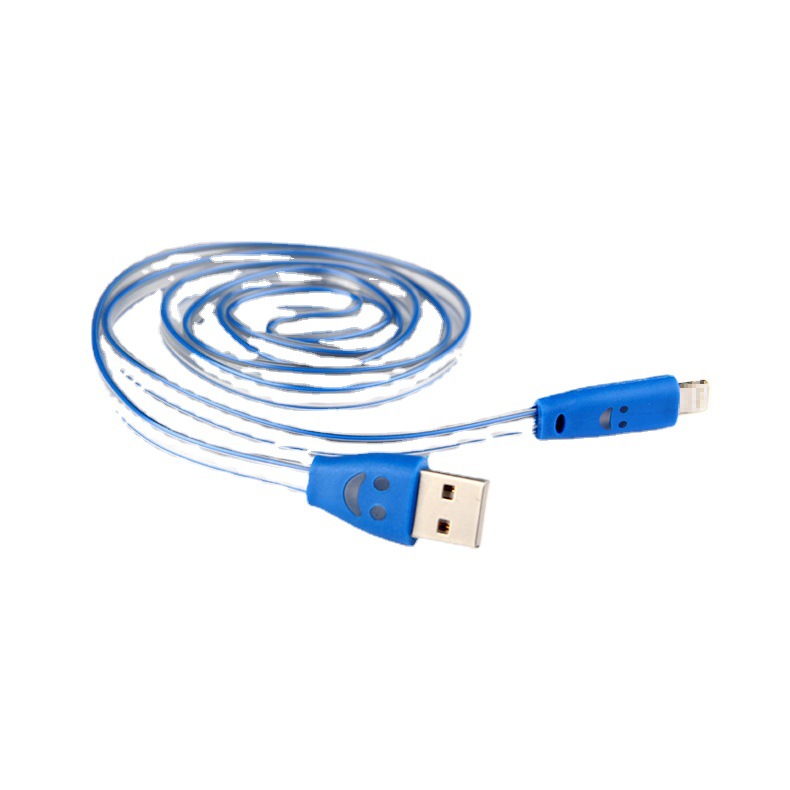 [] Suitable for Pingguo Android flash charging LED variable fiber optic light emitting flat cable, data cable of 1 meter_voghion.com