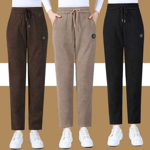 Spring and Autumn New Loose Mother Pants Sports Pants Middle-aged Slim Casual Pants Korean-style High Waist Slimming Women's Pants