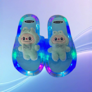Cute Cartoon Labubu Luminous Children's Slippers Luminous Shoes Girls Parent-Child Boys Slippers Adult Slippers