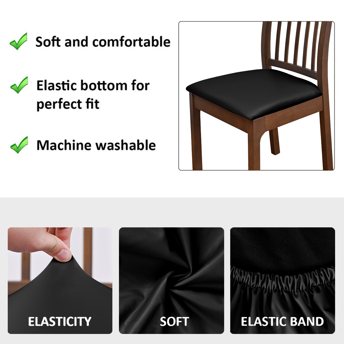 Transfronterizos sólidos elásticos PU impermeable hebilla cubierta de banco cubierta de taburete de hotel general antideslizante anti-gato agarra asiento cubierta al por mayor