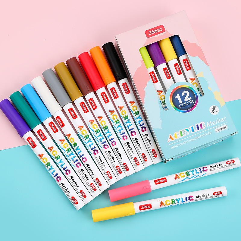 Marcador de acrílico impermeable pintado a mano zapatos de pintura de bricolaje pluma de pigmento niños traje de estudiante pintado pluma de graffiti cabeza delgada