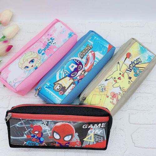 Cartoon Japanese cute PU pencil case with double zipper bag, primary school student stationery storage bag, Lulumi pudding dog bag
