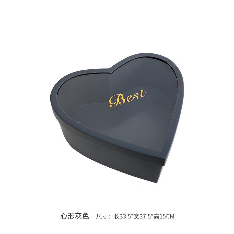 水果盒礼盒圆形透明黑色开窗包装盒玫瑰花束插花花店用品一件批发|undefined