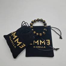 黑色高级耐脏短毛绒平口袋古董文玩手镯手表收纳袋美妆饰品手提袋