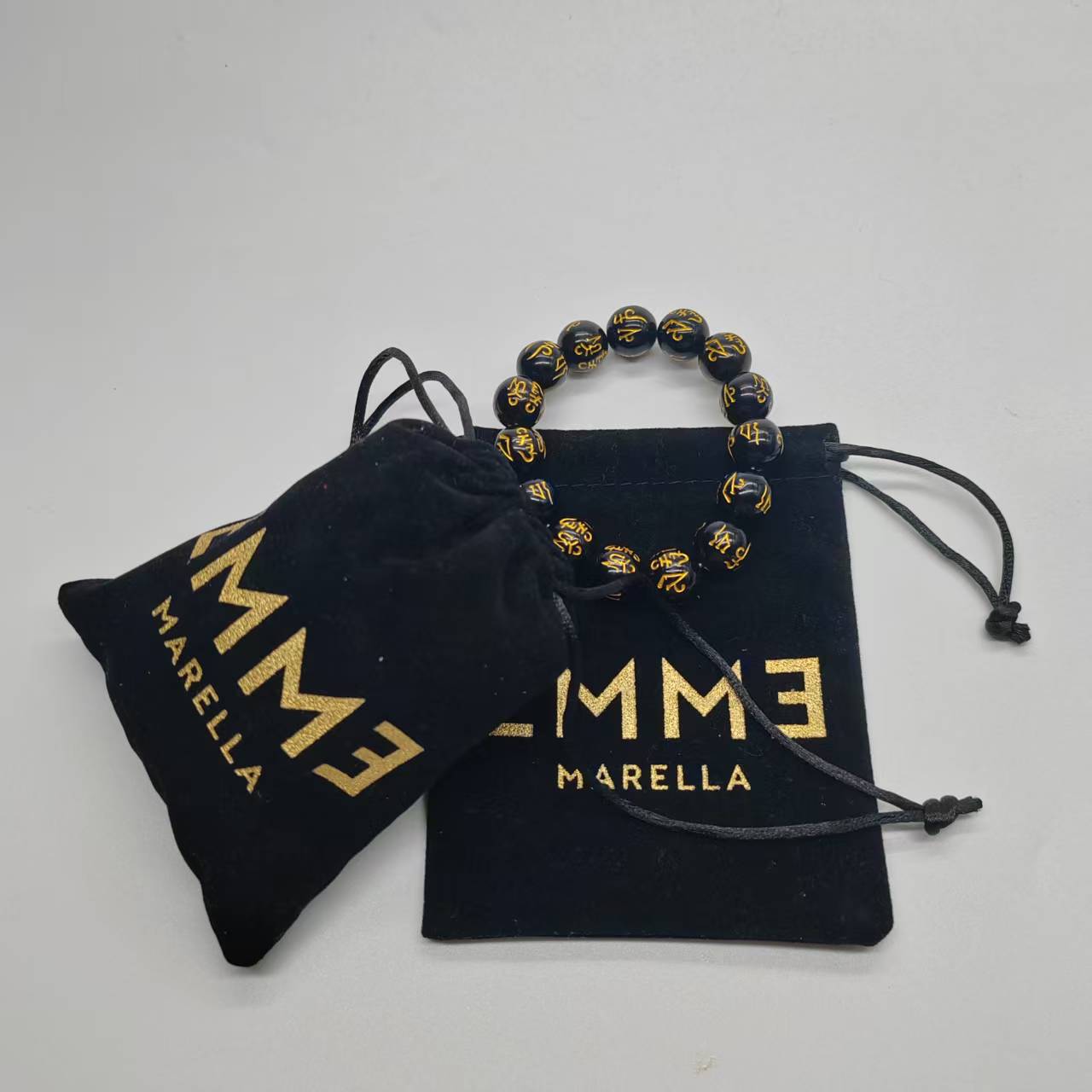 黑色高级耐脏短毛绒平口袋古董文玩手镯手表收纳袋美妆饰品手提袋