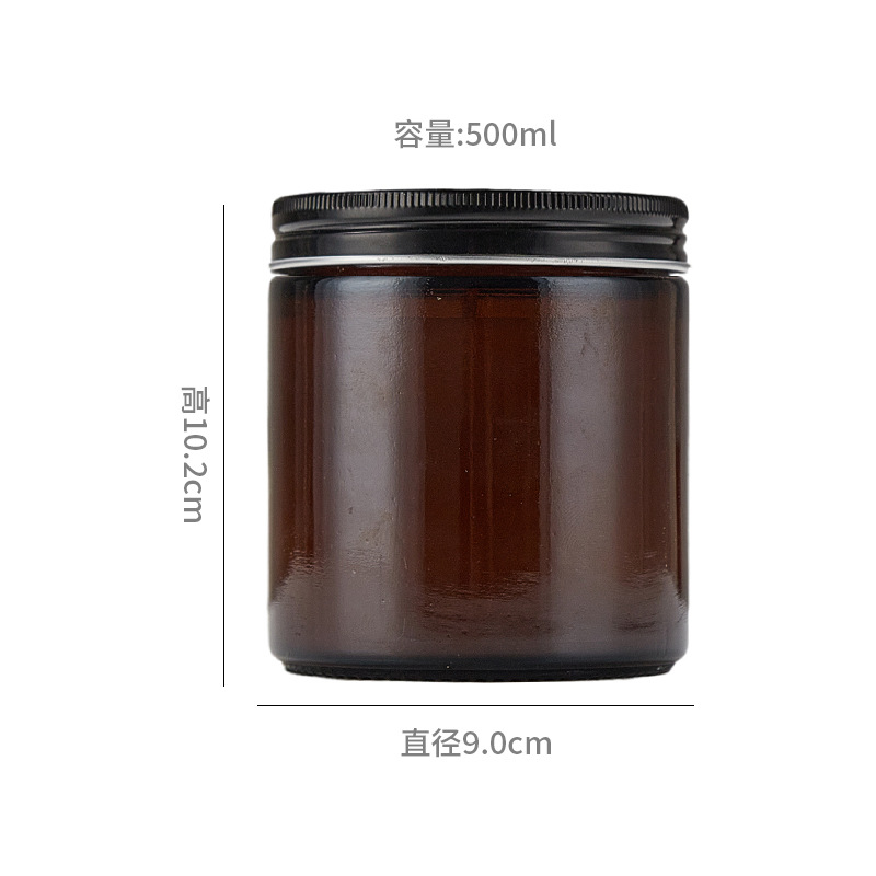 250ml taza de vela de vidrio marrón aromaterapia diy taza vacía con tapa botella de vela de vidrio transparente candelero fragancia taza vacía