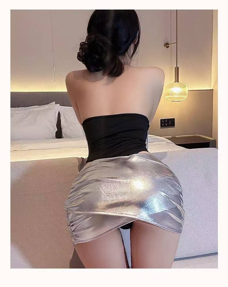Secretary Roleplay Lingerie Set with Top, Mini Skirt, Bodystocking and Blindfold — detail image 11