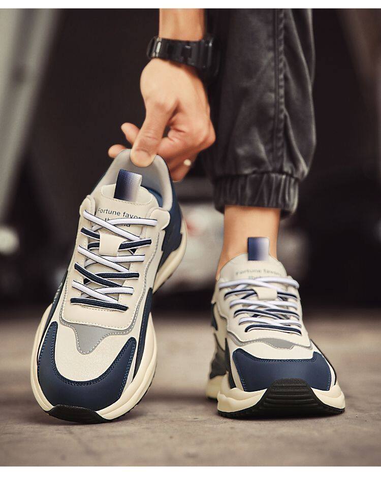 Giày thể thao nam da nhân tạo cổ thấp đế EVA chống trượt, kiểu sneaker thường ngày — A505 màu xanh, A505 đen chi tiết 8