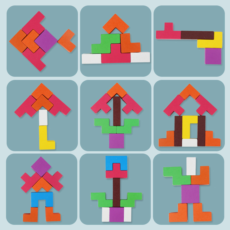 Educación temprana de rompecabezas para niños, juego de bloques de construcción de rompecabezas tridimensional multifuncional Tetris, juguetes educativos de educación temprana para bebés