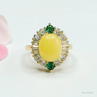As Yu natural amber ring yellow beeswax ring ring ring female national wind factory wholesale generation HP3122004
