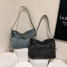 牛仔布时尚包包女2025新款复古托特包手提包斜跨包水洗文艺单肩包