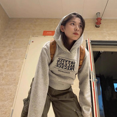美式复古套头字母卫衣女春秋宽松气质独特百搭休闲外套潮
