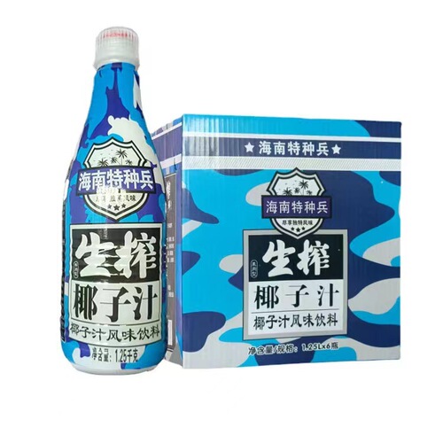 Hainan Special Forces Natively Extracted Coconut Juice 1.25L*6 Bottles Coconut Milk with Fruit Pulp Large Bottle Party Wedding Beverage