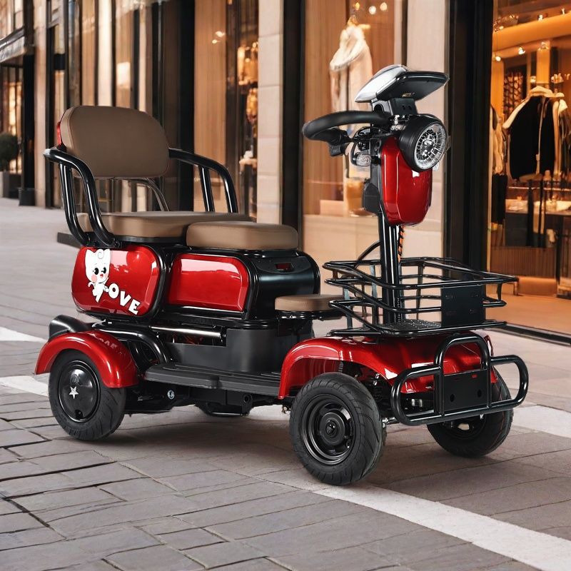 Diàndòngchē New Electric Four-Wheel Scooter for Elderly (Auto Parts and Accessories) - tank-buffer-start-smart-brake-red-600w-48v-12a-40km-range