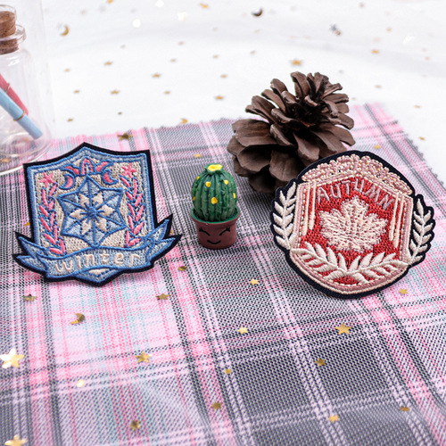 Huichenming original four seasons series JK embroidery badge European style pin DK campus badge embroidery