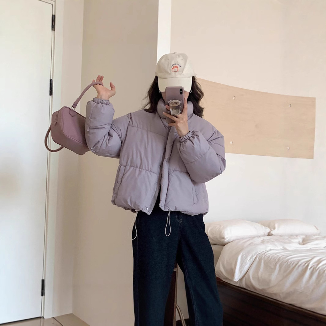 2025 ropa de algodón femenina ultra corta otoño invierno nuevo pequeño engrosado estilo coreano suelto ropa de pan de algodón chaqueta de algodón
