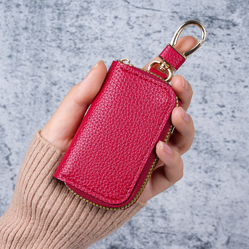 2026 Mini Leather Key Case with Zipper, Car Key Protector, Pendant, Lipstick Bag, Women's Exquisite and Compact Design