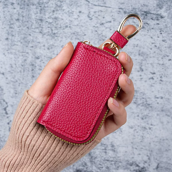 2026 Mini Leather Key Case with Zipper, Car Key Protector, Pendant, Lipstick Bag, Women's Exquisite and Compact Design