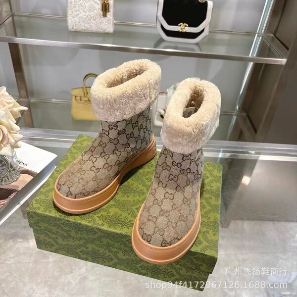 Fashionable genuine leather wool thick-soled snow boots for women 25…